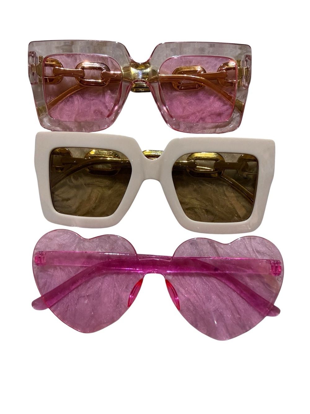 Assorted Women’s Fashion Sunglasses Set - Pink & White Styles